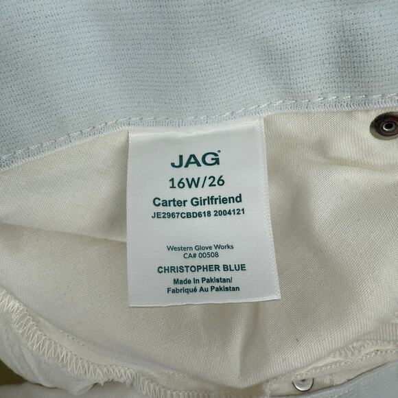 JAG Carter Jeans Size 16W NWT Midrise Girlfriend White Plus Curvy Cotton Stretch - Picture 15 of 16